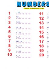 numbers exercises english missing exercise esl englishexercises fill level fullscreen