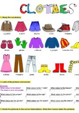 English exercises: the Clothes